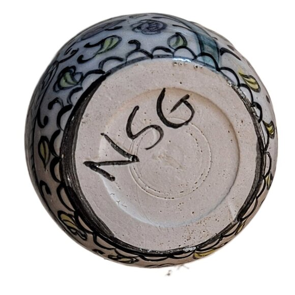 Hand Painted Studio Art Pottery Peacock 9oz Mug Cup - Picture 10 of 10